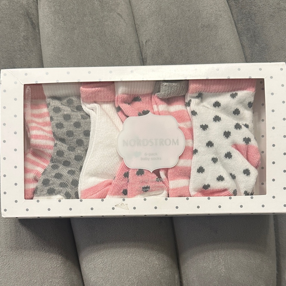 Nordstrom Baby Socks Set - Pink, White, and Gray Patterns